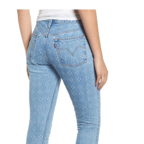 NWT Levi’s 501 Skinny "Snowflakes" High Rise Jeans * - Picture 15 of 16